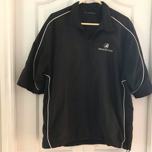 Greg Norman Men’s Golf Black Lined Short Sleeved Pinstriped Pull Over Lo…